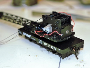 With the cab off, the wires can be seen going to the motor connections.