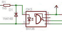 Optocoupler application for input to the decoder's microcontroller.