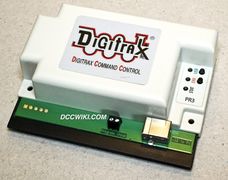 Digitrax PR3, front view with USB and Track connections